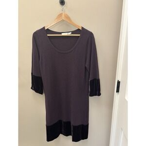 Boden Purple Cashmere Blend Dress Size10 Velvet Trim Minimalist Career